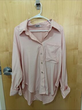 Rumored Light Pink Button-Up Blouse